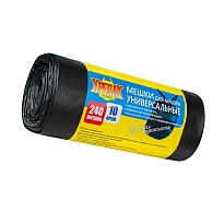 Мешки для мусора 240 л, черные, в рулоне 10 шт., ПНД 40 мкм, 1250х1000 мм, Крепак, 4607075710153 в Коврове