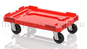 Тележка пластиковая сплошная без тормозов усиленная красная в Коврове Тележка пластиковая сплошная без тормозов усиленная красная в Коврове