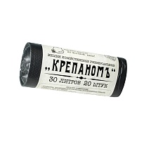 Мешки для мусора 30 л, черные, в рулоне 20 шт., ПНД, 7 мкм, 560х440 мм, Крепаномъ, 4607075710580 в Коврове