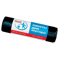 Мешки для мусора 160 л, черные, в рулоне 20 шт., ПВД, 30 мкм, 1200х870 мм, PACLAN Professional, 604082 в Коврове