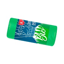 Мешки для мусора 30 л, биоразлагаемые, зеленые, в рулоне 30 шт., ПНД, 7 мкм, 560х480 мм, БИО, МБ2110 (МНБ 30-30ж) в Коврове