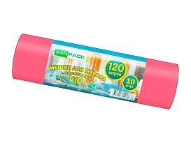 Мешки для мусора 120 л, с завязками, красные, в рулоне 10 шт., ПНД, 15 мкм, 800х750 мм, VIP, Z12010red в Коврове