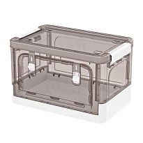 Ящик пластиковый складной прозрачный коричневый, дно белое, 360х235х230 мм, с колесиками в Коврове