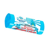 Мешки для мусора 30 л, голубые, в рулоне 30 шт. + 3 пакета в подарок, ПНД, 5 мкм, 560х480 мм, Королевство Чистоты, МК3964 (ПЭКЧ-30-30г) в Коврове