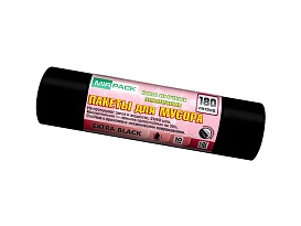 Мешки для мусора 180 л, ароматизированные, черные, в рулоне 10 шт., ПВД, 50 мкм, 1100х930 мм, EXTRA black, 18008301 в Коврове