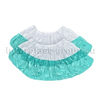 Бахилы бело-бирюзовые 1000 шт (500 пар), 48 мкм, двойная подошва, с одной резинкой, Эконом+ в Коврове