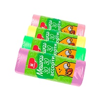 Мешки для мусора 30 л, ассорти, в рулоне 30 шт., ПНД, 5 мкм, 560х480 мм, Эконом, МЭ8716 в Коврове