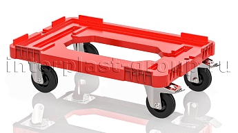 Тележка пластиковая с отверстием 2 колеса с тормозом красная в Коврове