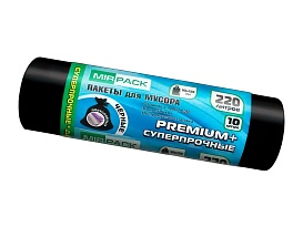 Мешки для мусора 220 л, черные, в рулоне 10 шт., ПВД, 45 мкм, 1250х930 мм, PREMIUM+, 2201068 в Коврове