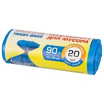 Мешки для мусора 90 л, синие, в рулоне 20 шт., ПНД, 14 мкм, 900х700 мм, LAIMA ULTRA, 607693 в Коврове