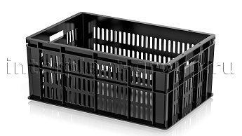Ящик для молока, мяса, овощей и фруктов большая перфорация дно сплошное черный в Коврове Ящик для молока, мяса, овощей и фруктов большая перфорация дно сплошное черный в Коврове