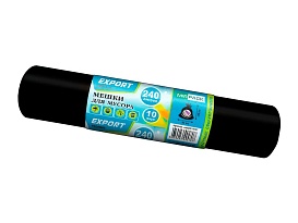 Мешки для мусора 240 л, черные, в рулоне 10 шт., ПВД 80 мкм, 1300х930 мм, EXPORT, exp 24010167 в Коврове