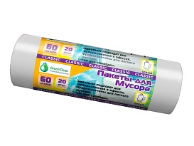 Мешки для мусора 60 л, белые, в рулоне 20 шт., ПНД, 7 мкм, 700х600 мм, MIRPACK Classik, 602052 в Коврове