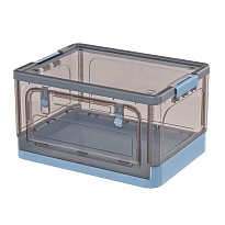 Ящик пластиковый складной прозрачный коричневый, дно синее,490х360х280 мм, с колесиками в Коврове