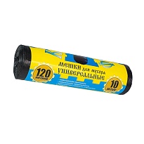 Мешки для мусора 120 л, с ушками, черные, в рулоне 10 шт., ПНД, 13 мкм, 1050х680 мм, Крепакоф, 4607075710252 в Коврове Мешки для мусора 120 л, с ушками, черные, в рулоне 10 шт., ПНД, 13 мкм, 1050х680 мм, Крепакоф, 4607075710252 в Коврове