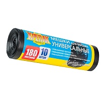 Мешки для мусора 180 л, черные, в рулоне 10 шт., ПНД, 20 мкм, 1150х800 мм, Крепак, 4607075710481 в Коврове Мешки для мусора 180 л, черные, в рулоне 10 шт., ПНД, 20 мкм, 1150х800 мм, Крепак, 4607075710481 в Коврове