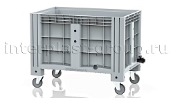 Контейнер iBox сплошной на колесах с краном серый