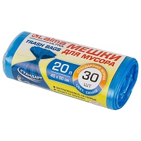 Мешки для мусора 20 л, синие, в рулоне 30 шт., ПНД, 8 мкм, 500х450 мм, LAIMA, 607682 в Коврове