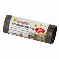 Мешки для мусора 30 л, черные, в рулоне 20 шт., ПНД, 5 мкм, 550х470 мм, Любаша эконом, 605329 в Коврове Мешки для мусора 30 л, черные, в рулоне 20 шт., ПНД, 5 мкм, 550х470 мм, Любаша эконом, 605329 в Коврове