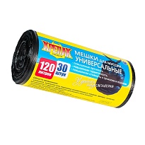 Мешки для мусора 120 л, черные, в рулоне 30 шт., ПНД, 15 мкм, 1100х700 мм, Крепак, 4607075710122 в Коврове