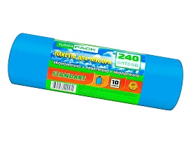 Мешки для мусора 240 л, ароматизированные, синие, в рулоне 10 шт., ПВД 30 мкм, 1300х930 мм, STANDART, 24010661 в Коврове Мешки для мусора 240 л, ароматизированные, синие, в рулоне 10 шт., ПВД 30 мкм, 1300х930 мм, STANDART, 24010661 в Коврове