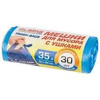 Мешки для мусора 35 л, с ушками, синие, в рулоне 30 шт., ПНД, 11 мкм, 650х500 мм, LAIMA ULTRA, 607684 в Коврове