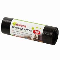 Мешки для мусора 180 л, черные, в рулоне 10 шт., ПВД, 24 мкм, 1060х800 мм, Любаша, 605336 в Коврове Мешки для мусора 180 л, черные, в рулоне 10 шт., ПВД, 24 мкм, 1060х800 мм, Любаша, 605336 в Коврове