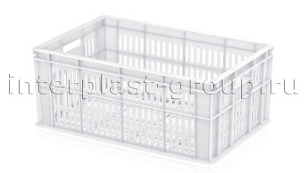 Ящик для молока, мяса, овощей и фруктов большая перфорация дно перфорированное белый в Коврове