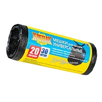 Мешки для мусора 20 л, черные, в рулоне 30 шт., ПНД, 10 мкм, 550х440 мм, Крепак, 4607075710092 в Коврове
