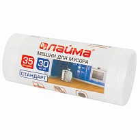 Мешки для мусора 35 л, белые, в рулоне 30 шт., ПНД, 6 мкм, 550х480 мм, LAIMA, 605538 в Коврове